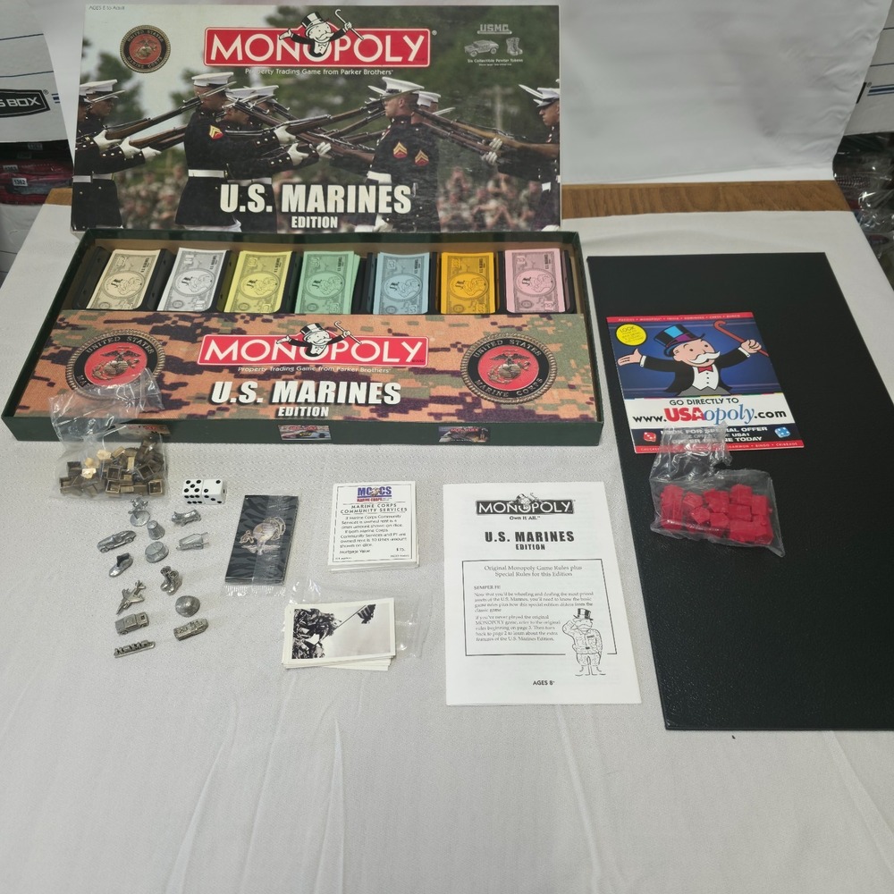 Monopoly US Marines Collectors Edition Made In USA Hasbro Rare Complete 2005